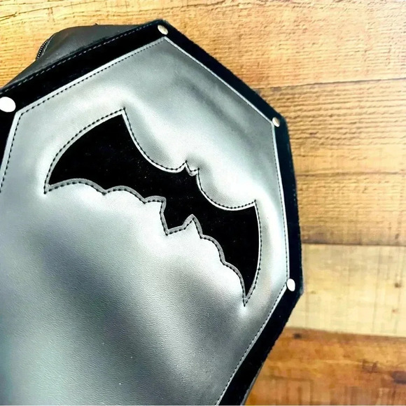Addicted Designed By Alchemy England Vegan Leather/Velvet Goth Bat Coffin Bag main image 7